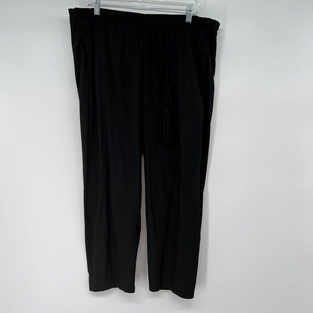 Diane Von Furstenberg Womens Pants 14 Black Crop Ankle Tassel Belted Pockets - Picture 1 of 7